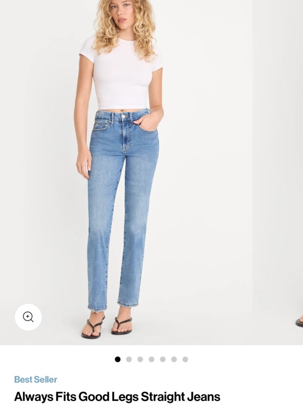 Good American ALWAYS FITS Straight Mid-Rise Jeans in Light Blue sz 14-18